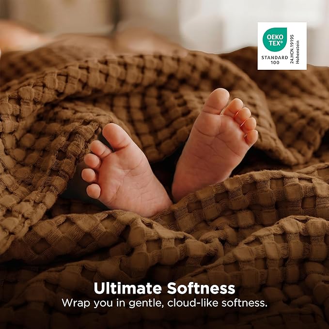 Bedsure Cooling Cotton Waffle Full Size Blanket