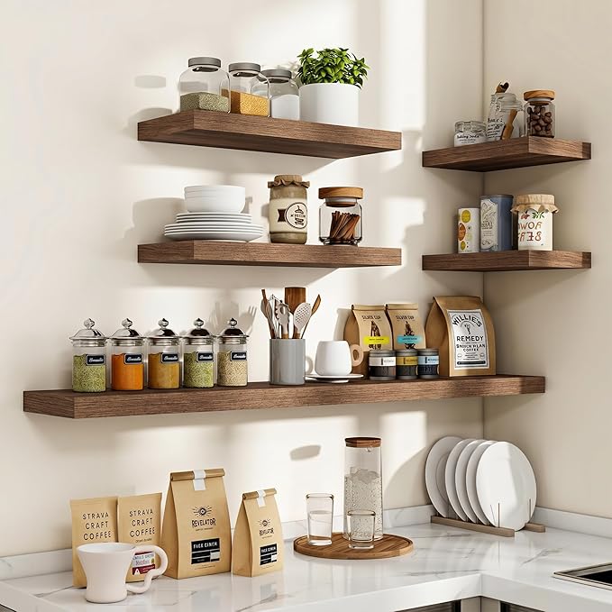 Acovy 16 Inch Floating Shelves, Wooden Shelves