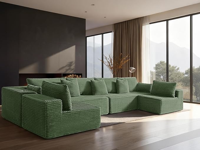 138" Cloud Sectional Couch, Comfort U Shaped Sofa