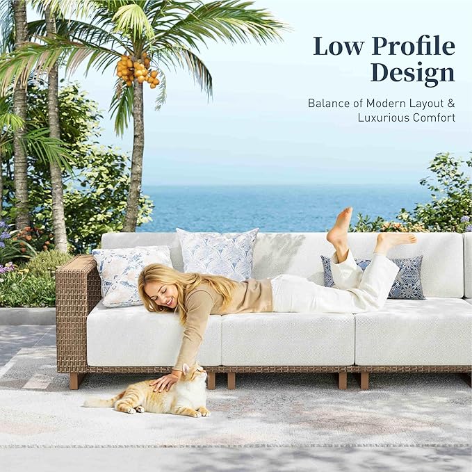 SUNSHINE VALLEY Patio Furniture Set, Outdoor Sectional Wicker Sofa