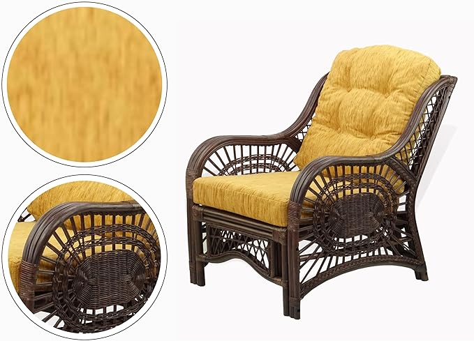 Malibu Lounge Set of 4: 2 Natural Rattan Wicker Chairs, Three-Seater Sofa