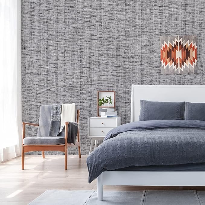 Grey Grasscloth Peel and Stick Wallpaper Gray Contact Paper 472inch Waterproof
