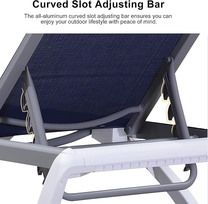 PURPLE LEAF Patio Chaise Lounge Chair Set Outside Aluminum Plastic Stackable