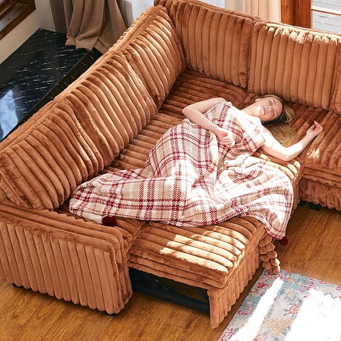 Belffin Corduroy Sectional Sleeper Sofa