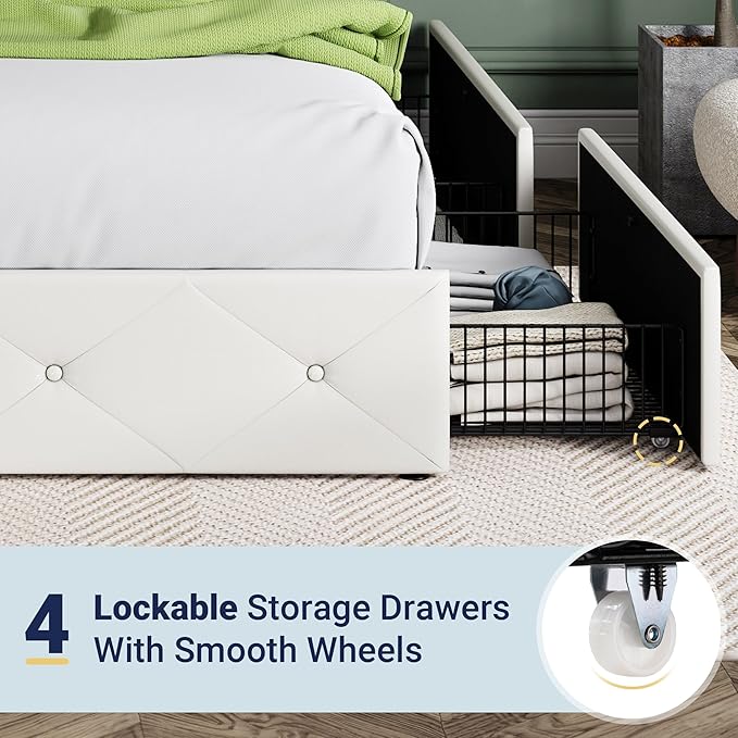 Allewie Upholstered Full Size Platform Bed Frame