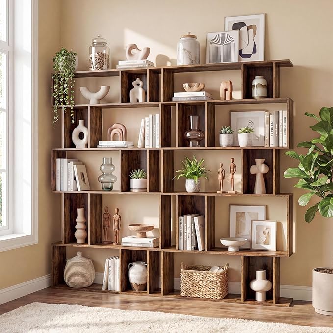 Giantex 5-Tier Bookshelf, 10-Cube Geometric Book Case