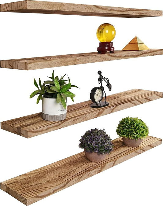 YYWUOJJ Wood Floating Shelves for Wall, Rustic Wall Shelves for Bedroom