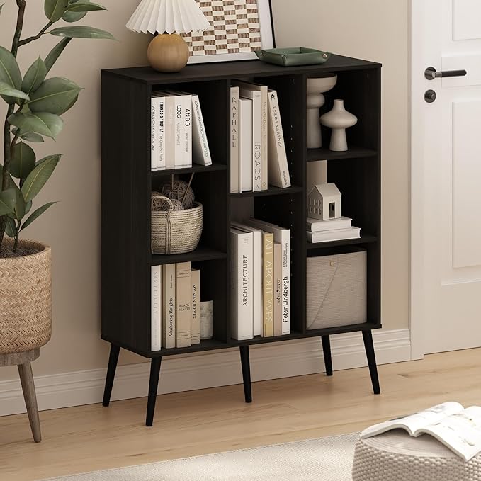 Furinno Claude Mid Century Style Book Shelf, 8-Cube Bookshelf, Cube Storage