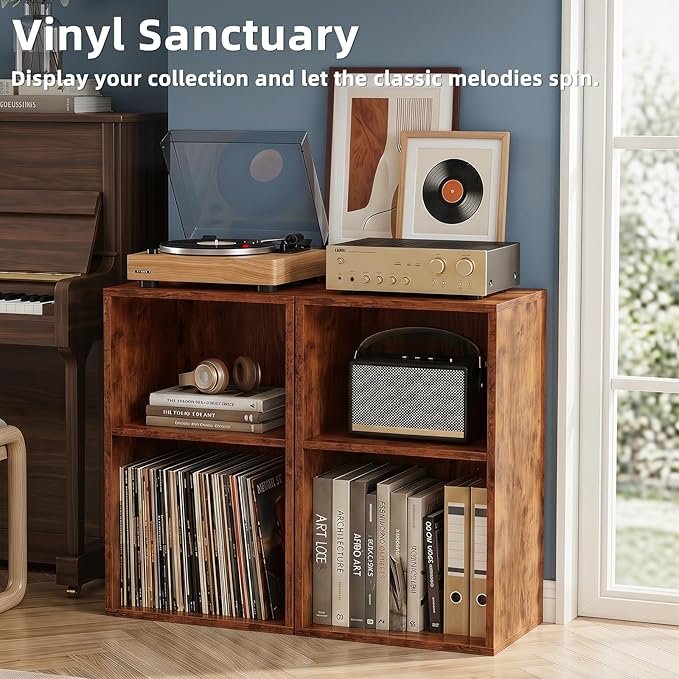YAHARBO 2 Cube Bookshelf, Horizontal Book Shelf, Small Cubby Bookcase
