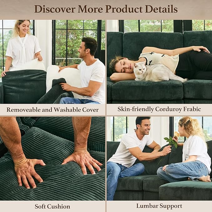 Belffin 114.2" 8 Seats Modular Sectional Sofa U Shaped Couch