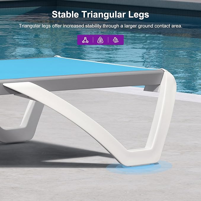 PURPLE LEAF Patio Chaise Lounge Chair Set of 3 Outside Aluminum Plastic