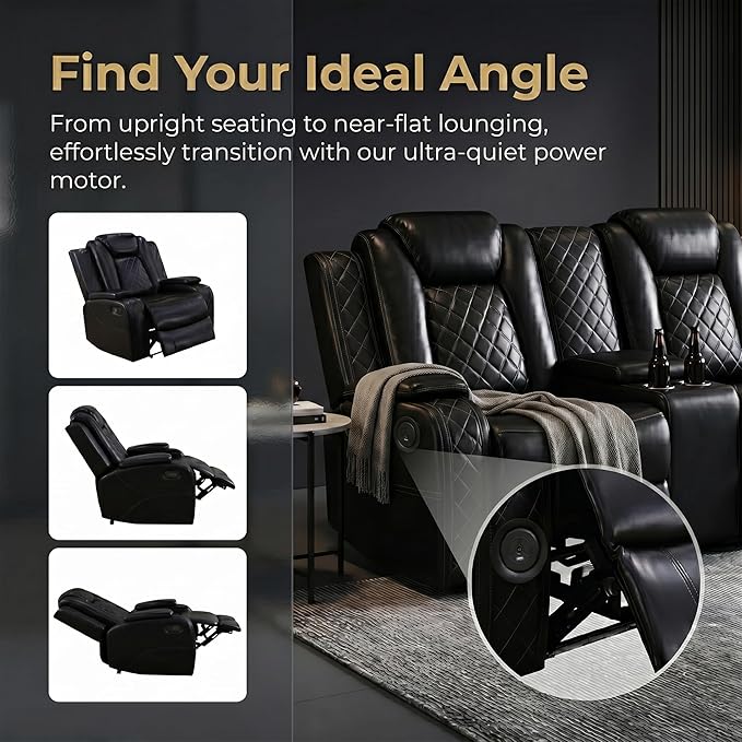 2 Piece Power Recliner Sofa Set -2 Loveseats, Electric Reclining Living Room