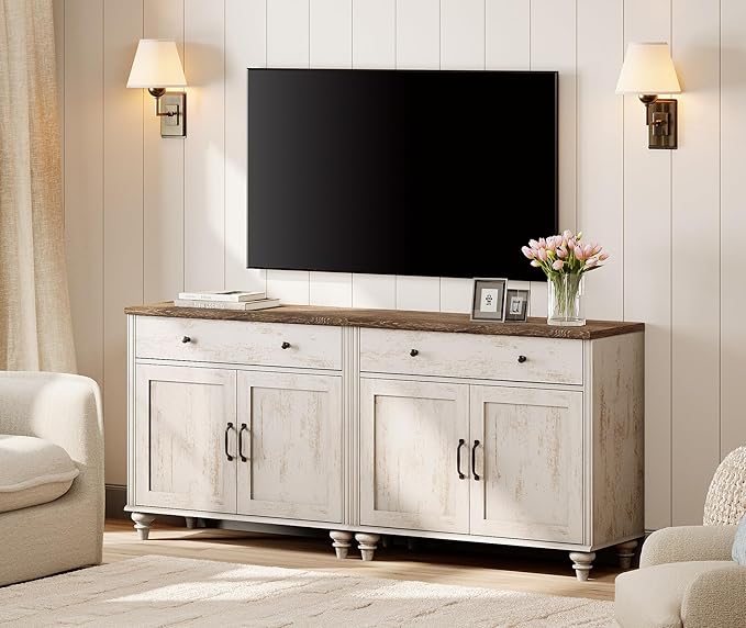 WAMPAT Farmhouse TV Stand for 75 inch TV