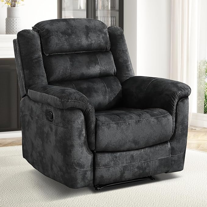 EBELLO Manual Recliner Chair, Soft Fabric Recliner Sofa