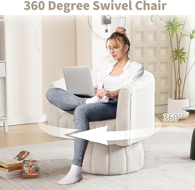 Swivel Accent Barrel Chair Set of 2- Cute Comfy Small Round 360° Arm Chair
