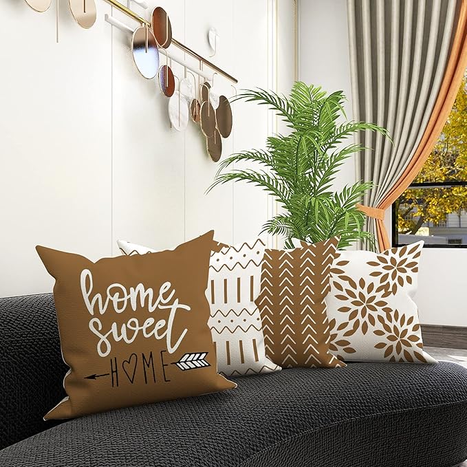YCOLL Pillow Covers 18x18 Set of 4, Modern Sofa Throw Pillow Cover, Decorative