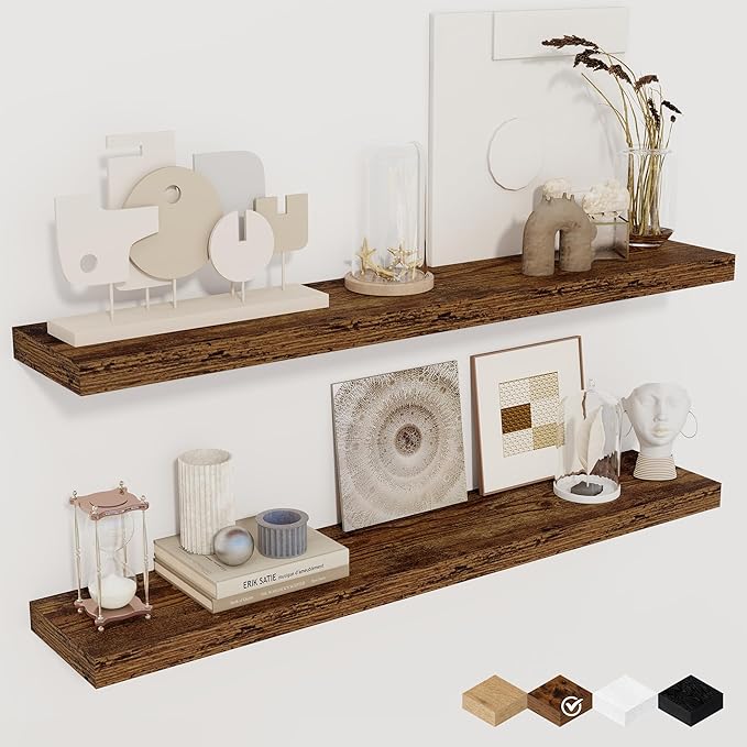 36Inch Floating Shelves for Wall 2 Pack Wood Shelves for Kitchen, Bedroom Wall