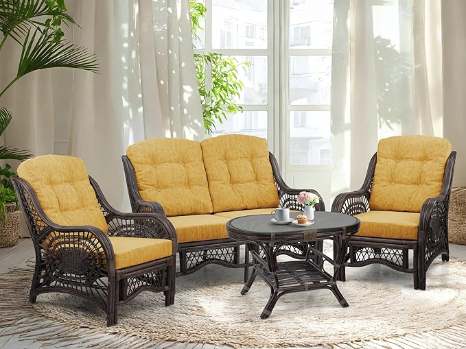 Malibu Lounge Loveseat Sofa Natural Rattan Wicker Handmade Design