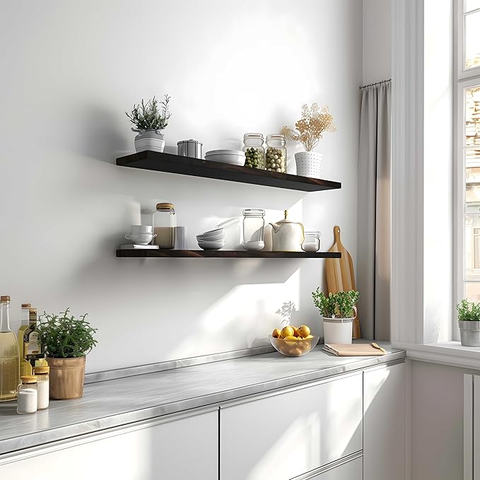 YYWUOJJ Wood Floating Shelves for Wall Decor, Rustic Wall Shelves for Bedroom