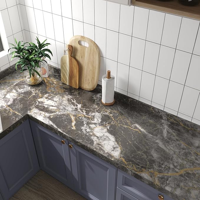 BAYYA Faux Marble Contact Paper Waterproof Countertop Peel and Stick Wallpaper