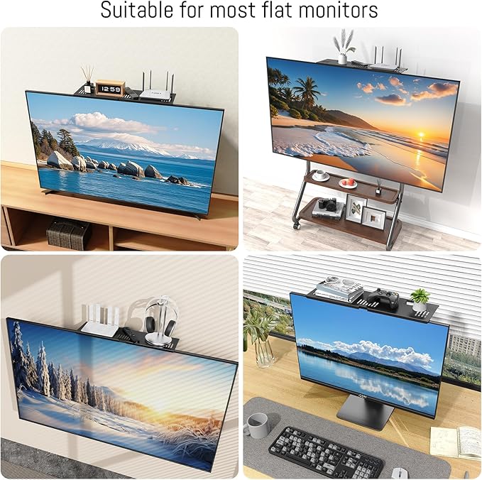 CABTE Adjustable Steel TV Top Shelf, Floating TV Stand, Universal Monitor Shelf