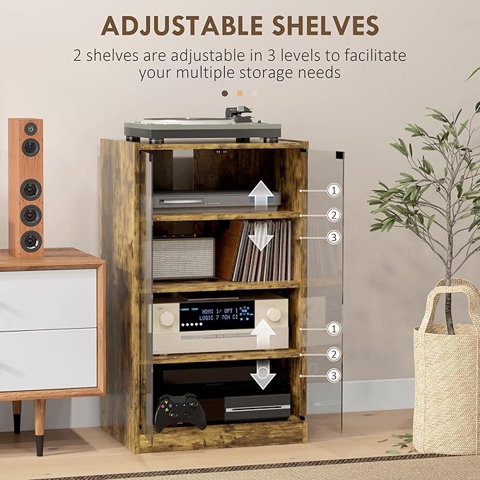 HOMCOM Media Cabinet, 4-Tier Stereo Cabinet