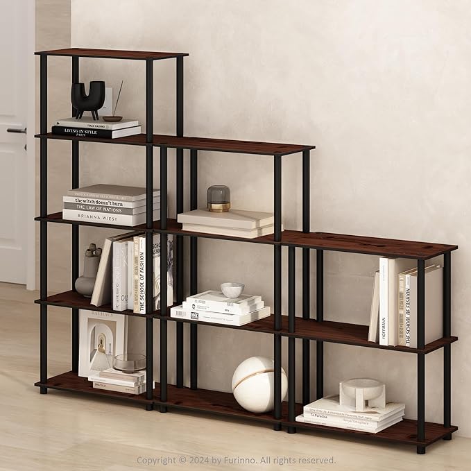 Furinno Turn-N-Tube Book Shelf, 4-Tier Bookshelf, Bookcase