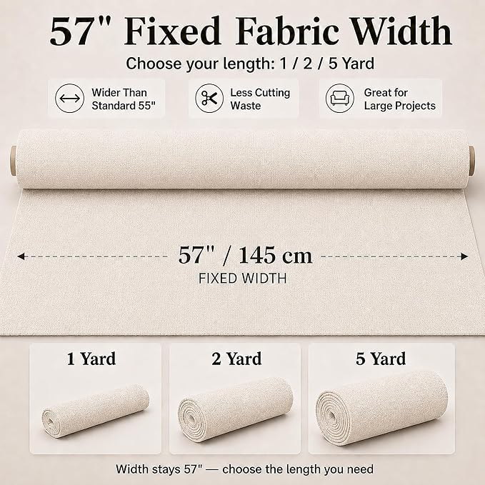Mini Chenille Linen Blend Upholstery Fabric by the Yard, 57 Inch Wide Soft