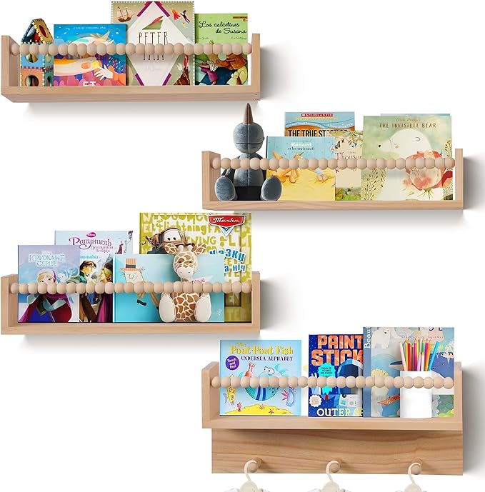 BOMID Wall Bookshelves, Nursery Shelves, Floating Book Shelves