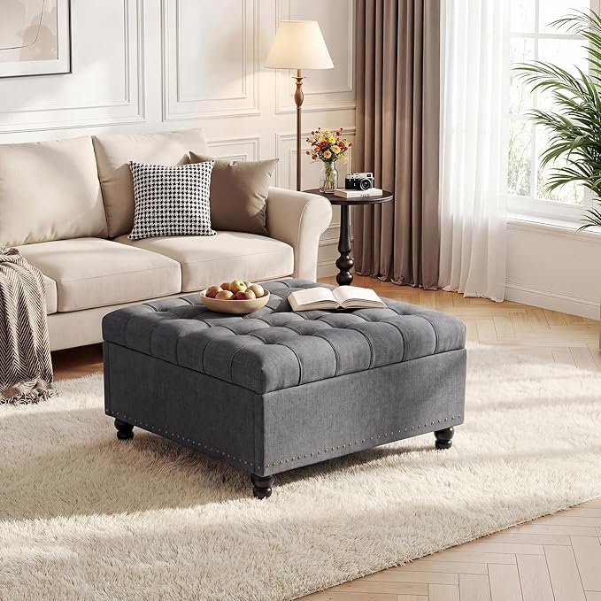 Garvee 36'' Large Square Storage Ottoman, Lift Top Storage Ottoman Coffee Table