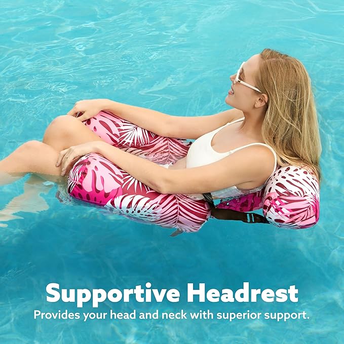 SLOOSH Inflatable Pool Floats Adult, 2 Packs Floating Lounge Chairs, Blow up