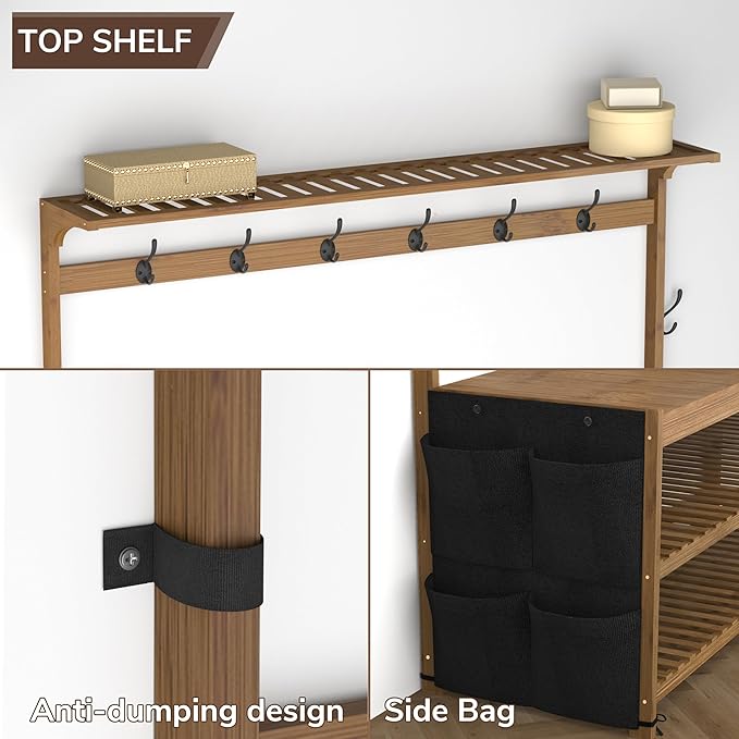 AMBIRD 6-in-1 Bamboo Hall Tree