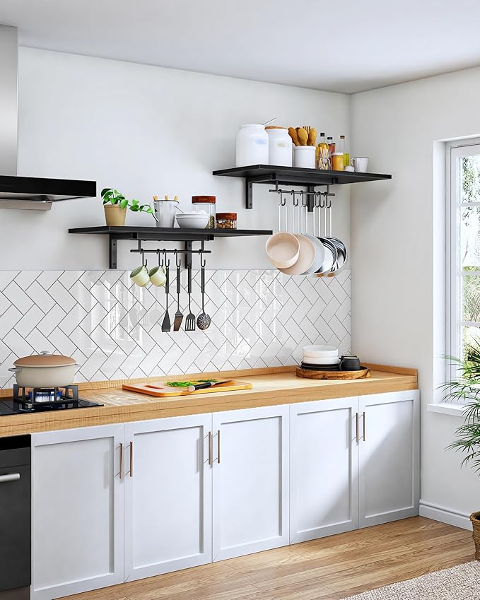 CHOEZON Wall-Mounted Pot Racks, Floating Shelves, Wall Shelves, Vintage Pot