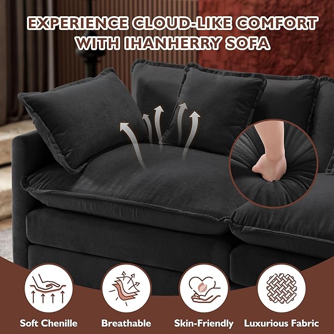 Ihanherry U-Shaped Modern Sofa 146" Modular Sectional Cloud Couch