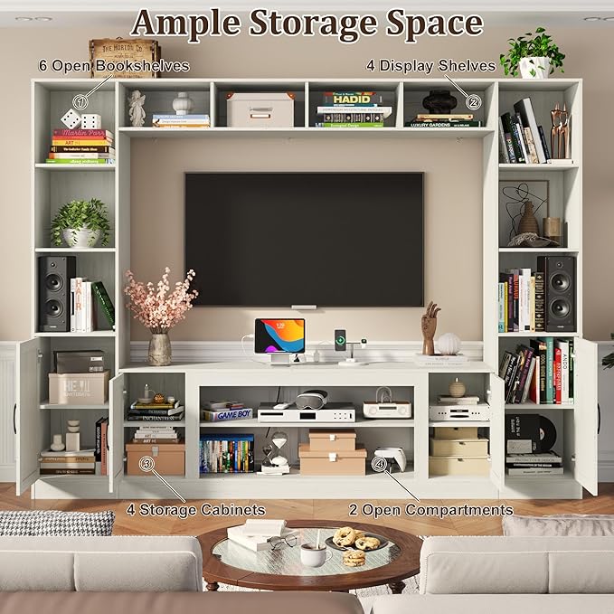 103" TV Stand for TVs up to 75", Wall Unit Multifunctional Entertainment Center