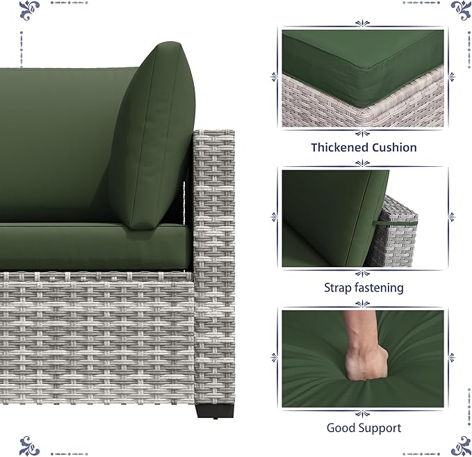 KIGOTY Patio Furniture Set, 7 Pieces Modular Outdoor Sectional Sofa, PE Rattan