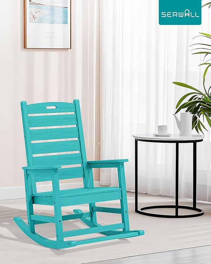 SERWALL Outdoor Rocking Chair Set of 2, Oversized HDPE Patio Rocking Chair