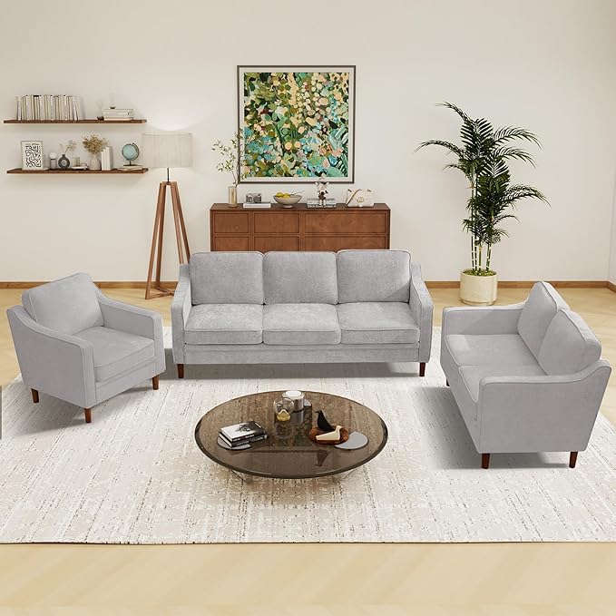 Kingfun Living Room Furniture Sets, 3 Seater Couch, Armchair and Loveseat