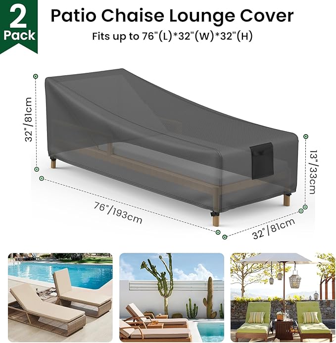 Mrrihand Chaise Lounge Cover, Patio Furniture Covers, Patio Lounge Chair Cover