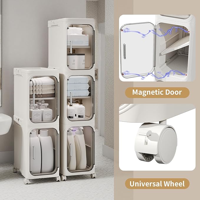 4-Tier Tall Narrow Storage Cabinet, Slim Bathroom Storage Cabinet