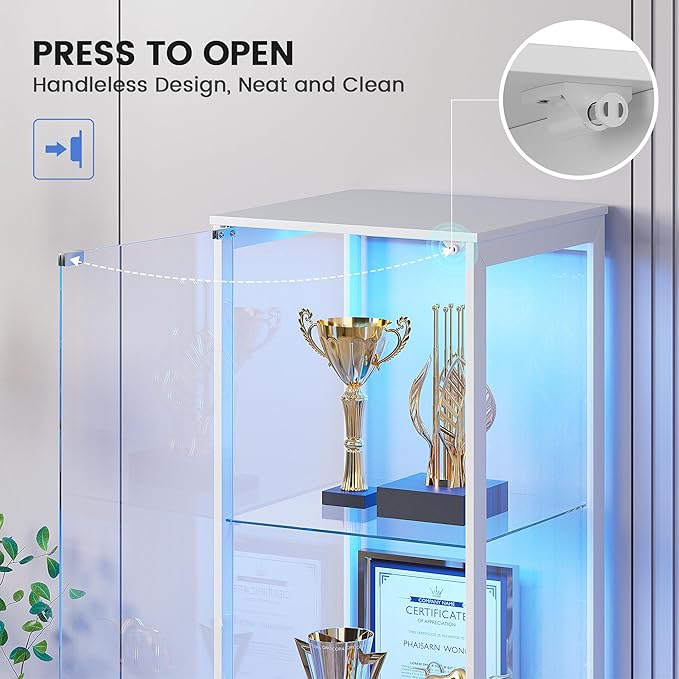 Glass Display Cabinet with Doors, Bookcase