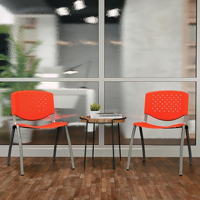 Flash Furniture HERCULES Series 880 lb. Capacity Orange Plastic Stack Chair