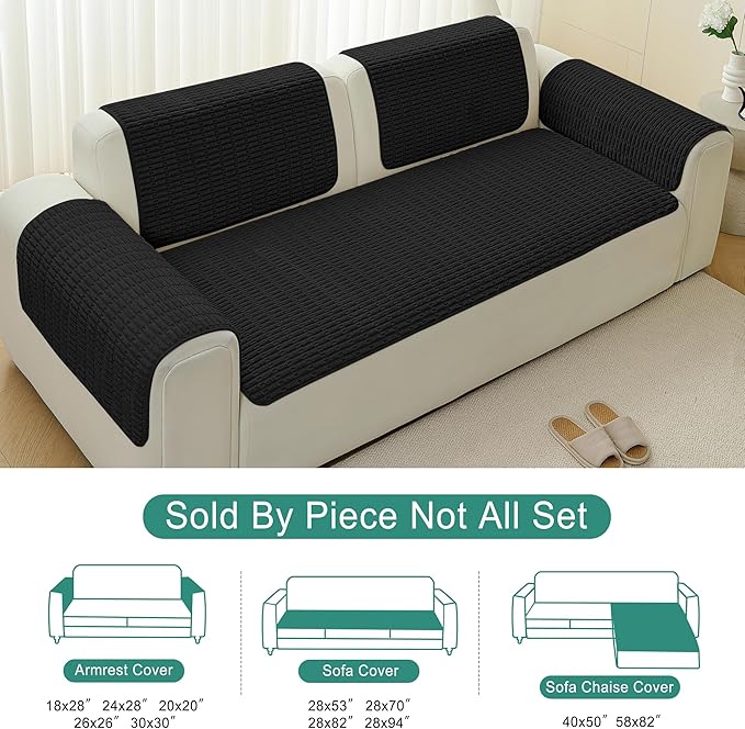Foxdecor Couch Arm Covers Sofa Arm Cover, Arm Chair Covers Set of 2, Non-Slip