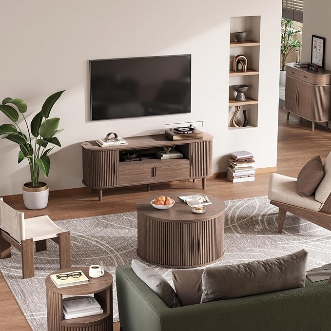 SULIVES Round Coffee Table