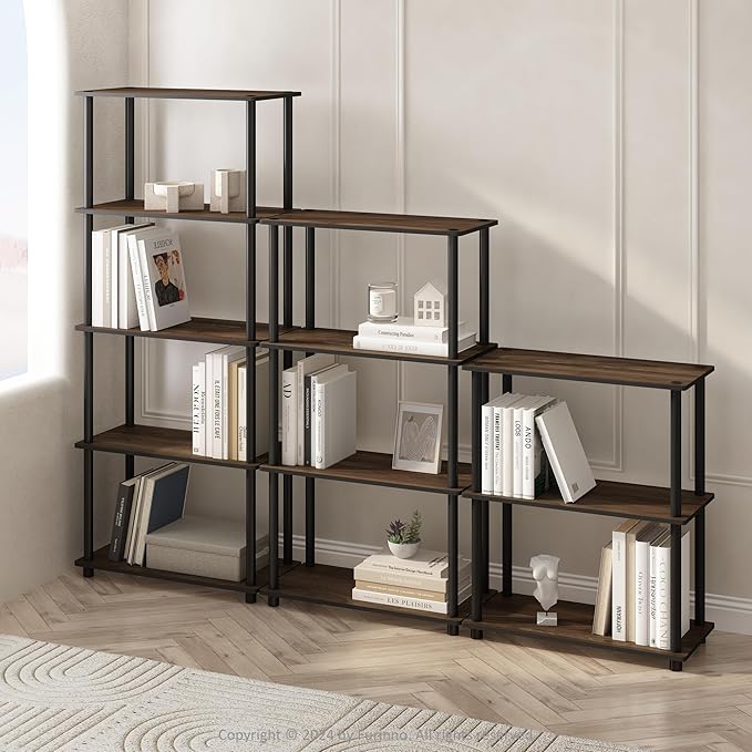 Furinno Turn-N-Tube Book Shelf, 4-Tier Bookshelf, Bookcase