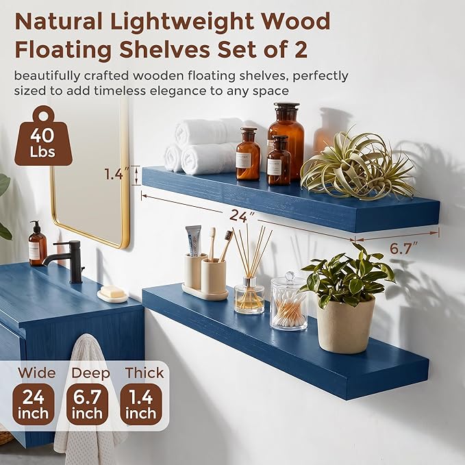 fuqing Dark Blue Floating Shelves | 24 Inch Floating Shelves