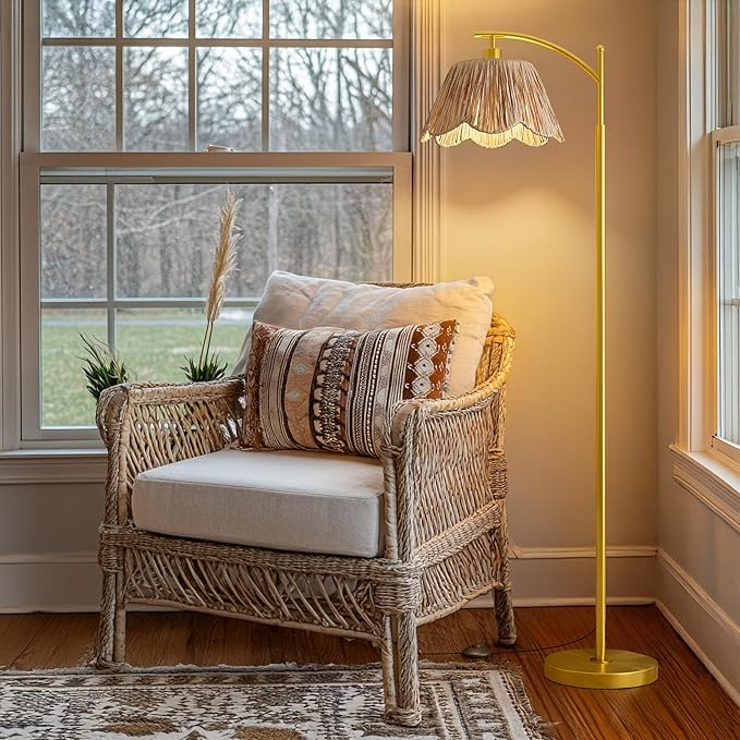 Oneach Boho Floor Lamp with 3 Color Temperatures, Farmhouse Floor Lamps