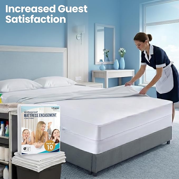 Utopia Bedding Mattress Protector Zippered Twin Size, 100% Waterproof Bed Bug