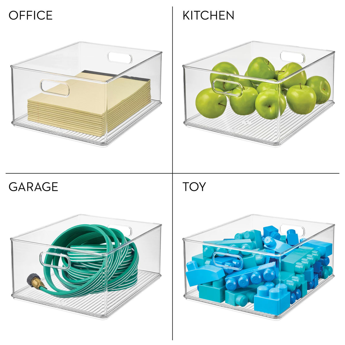 iDesign Recycled Plastic Stackable Storage Bin with Handles - Clear