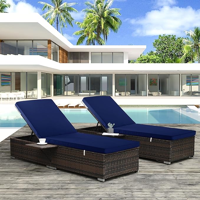 Chaise Lounge Cushion for Outdoor Furniture, Waterproof Fade and Tear Resistant